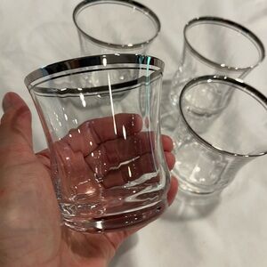 Set Of 4 Mikasa Crystal Platinum Rim Executive Double Old Fashioned Glasses MCM